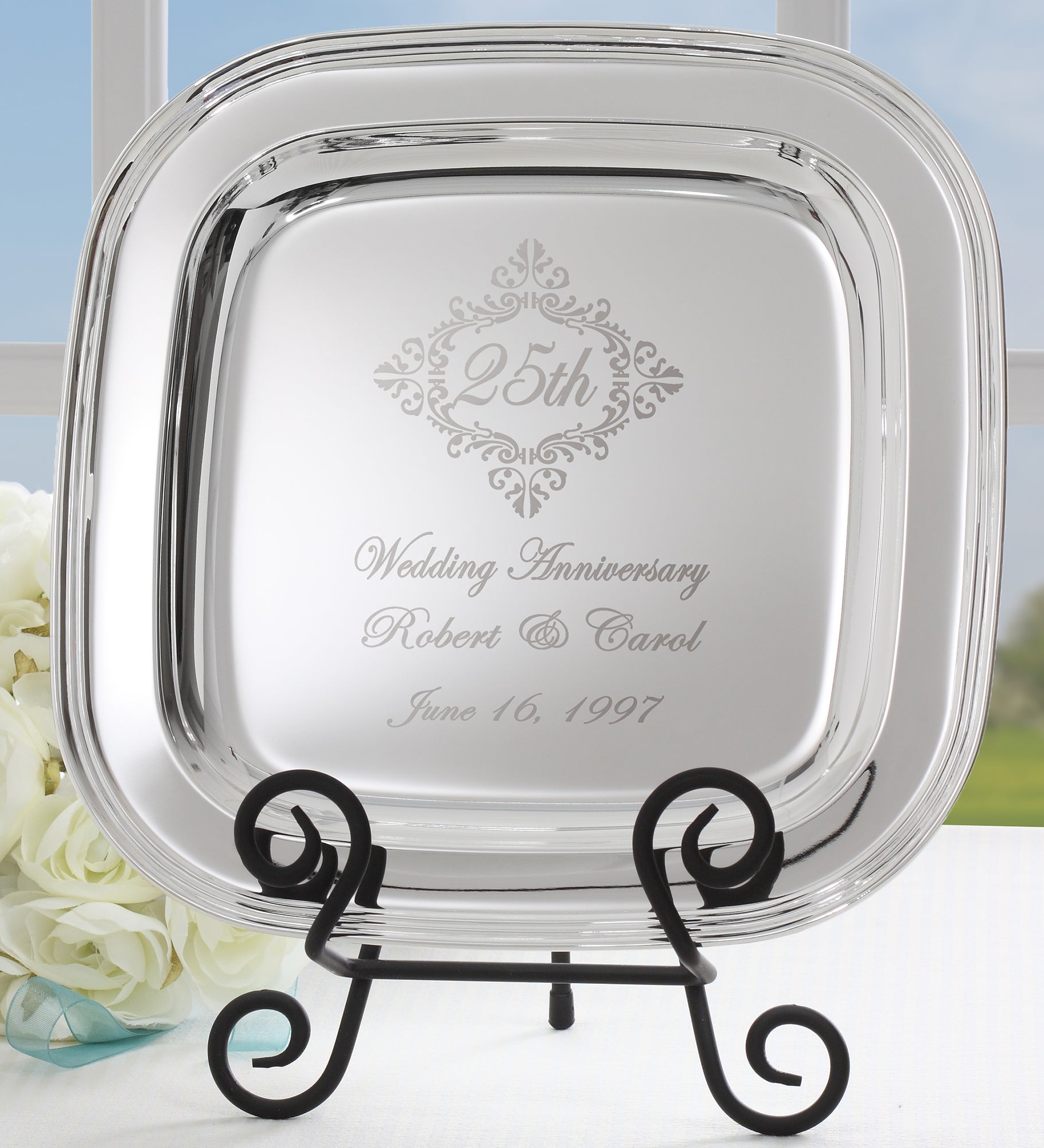 Anniversary Memento Personalized Silver Tray
